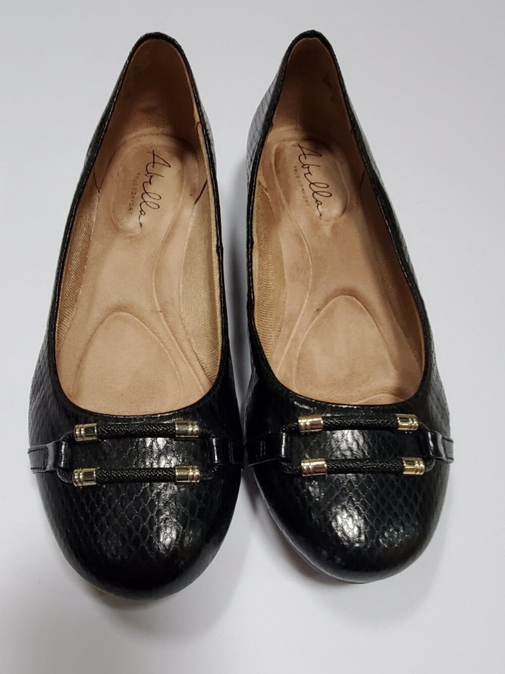 ABELLA PEYTON Flats Black Faux-Snakeskin